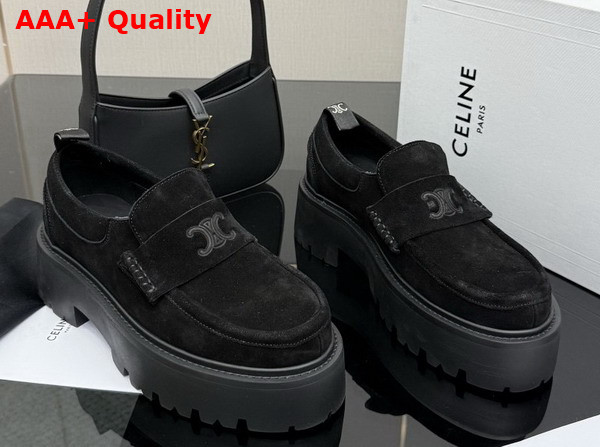 Celine Triomphe Loafers in Black Suede Calfskin Replica