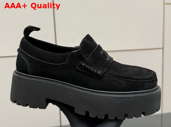Celine Triomphe Loafers in Black Suede Calfskin Replica