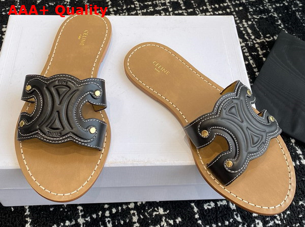 Celine Triomphe Mule in Black Calfskin Replica