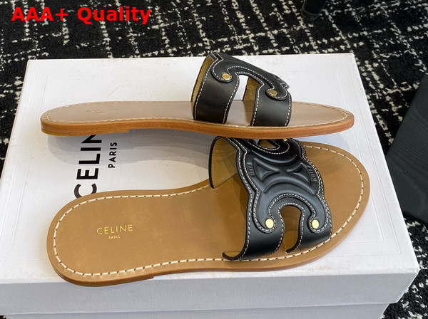 Celine Triomphe Mule in Black Calfskin Replica