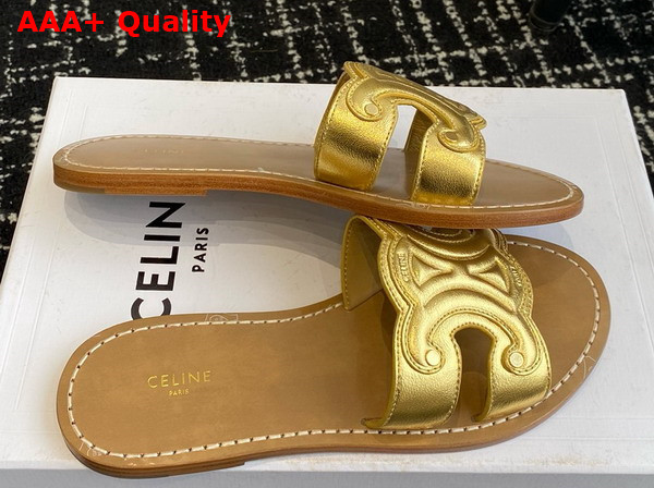 Celine Triomphe Mule in Gold Calfskin Replica