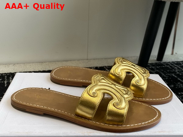 Celine Triomphe Mule in Gold Calfskin Replica