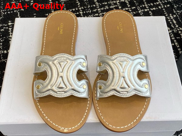 Celine Triomphe Mule in Silver Calfskin Replica