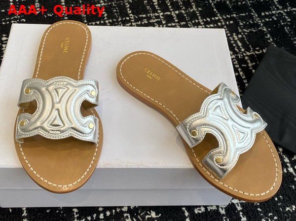 Celine Triomphe Mule in Silver Calfskin Replica