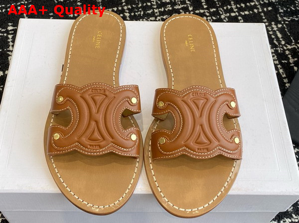 Celine Triomphe Mule in Tan Calfskin Replica