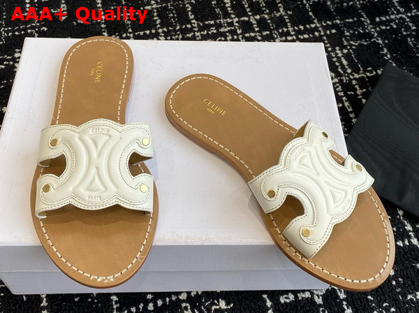 Celine Triomphe Mule in White Calfskin Replica