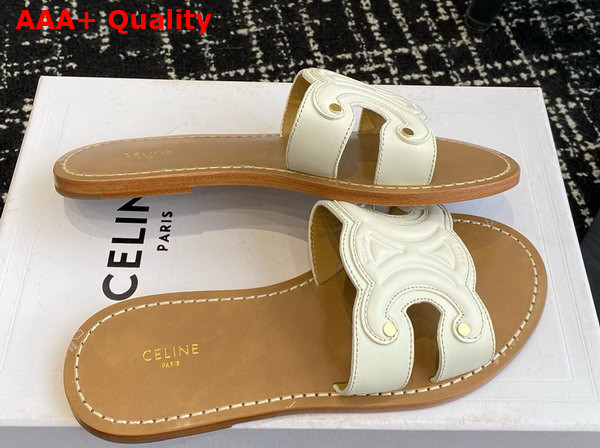 Celine Triomphe Mule in White Calfskin Replica