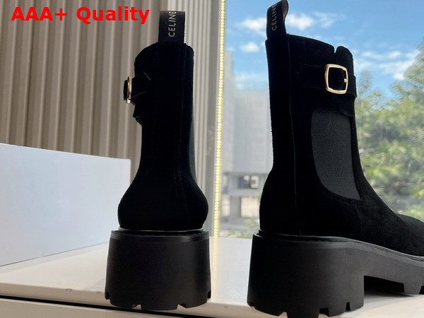 Celine Triomphe Rangers Chelsea Boot in Black Suede Calfskin Replica