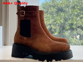 Celine Triomphe Rangers Chelsea Boot in Dark Brown Suede Calfskin Replica