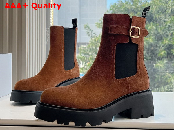 Celine Triomphe Rangers Chelsea Boot in Dark Brown Suede Calfskin Replica