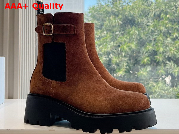 Celine Triomphe Rangers Chelsea Boot in Dark Brown Suede Calfskin Replica