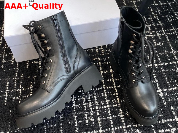 Celine Triomphe Rangers Mid Lace Up Boot in Black Calfskin Replica