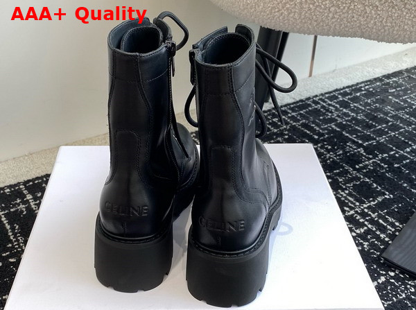 Celine Triomphe Rangers Mid Lace Up Boot in Black Calfskin Replica
