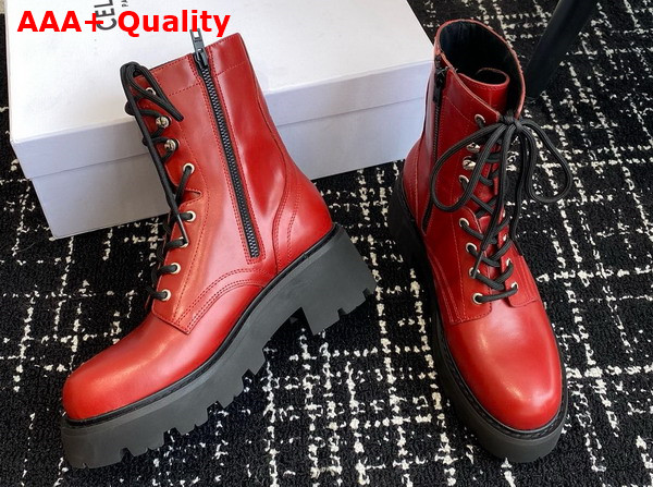 Celine Triomphe Rangers Mid Lace Up Boot in Brick Calfskin Replica