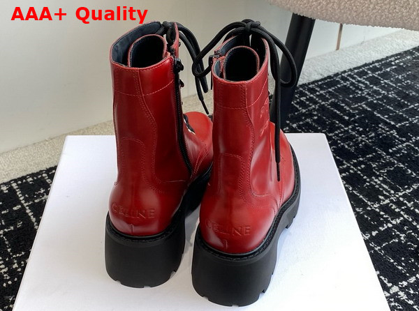 Celine Triomphe Rangers Mid Lace Up Boot in Brick Calfskin Replica