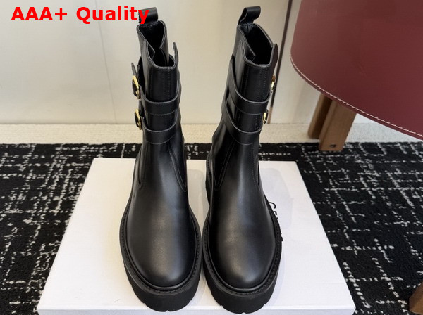 Celine Triomphe Rangers Strap Boot in Black Calfskin Replica
