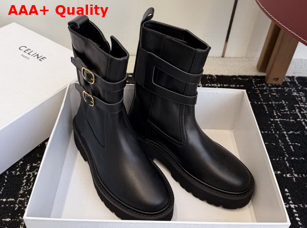 Celine Triomphe Rangers Strap Boot in Black Calfskin Replica