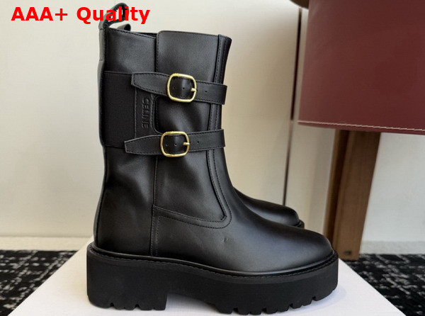 Celine Triomphe Rangers Strap Boot in Black Calfskin Replica