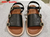 Celine Triomphe Sandal in Black Calfskin Replica