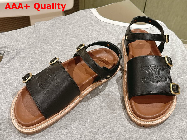 Celine Triomphe Sandal in Black Calfskin Replica