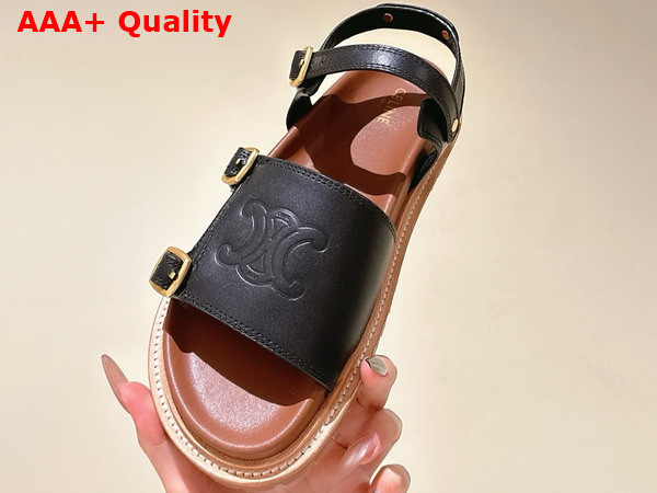 Celine Triomphe Sandal in Black Calfskin Replica