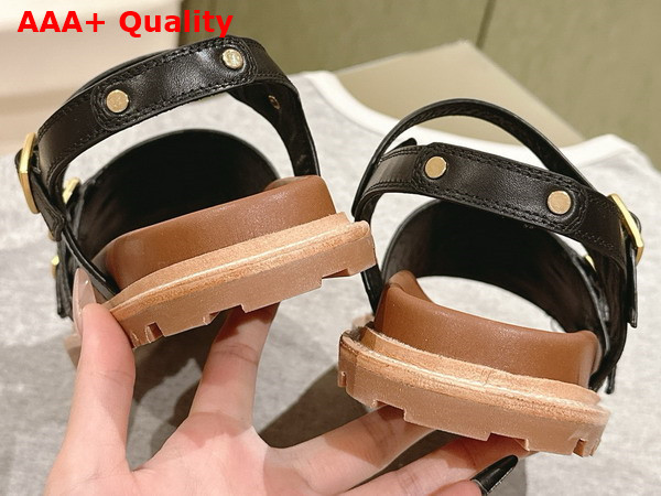 Celine Triomphe Sandal in Black Calfskin Replica