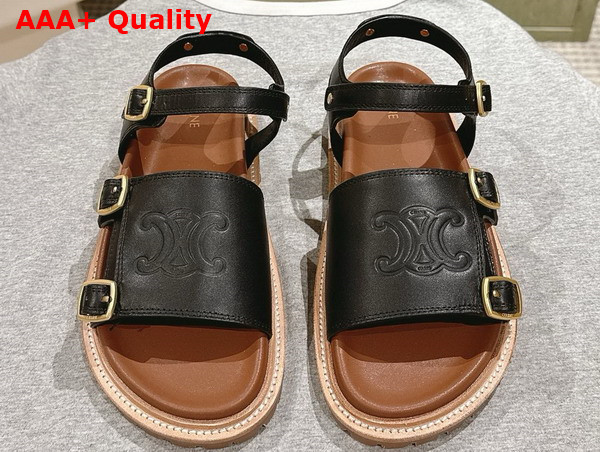 Celine Triomphe Sandal in Black Calfskin Replica