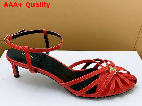 Celine Triomphe Sandal in Bright Red Lambskin Replica