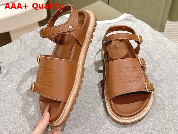 Celine Triomphe Sandal in Tan Calfskin Replica