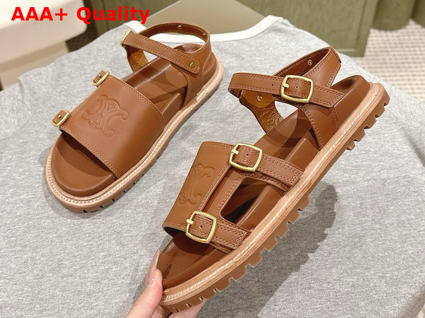 Celine Triomphe Sandal in Tan Calfskin Replica