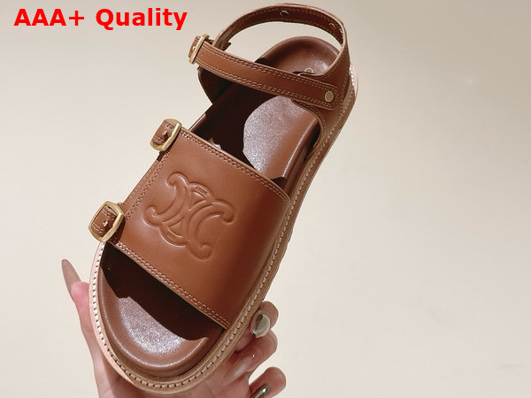 Celine Triomphe Sandal in Tan Calfskin Replica