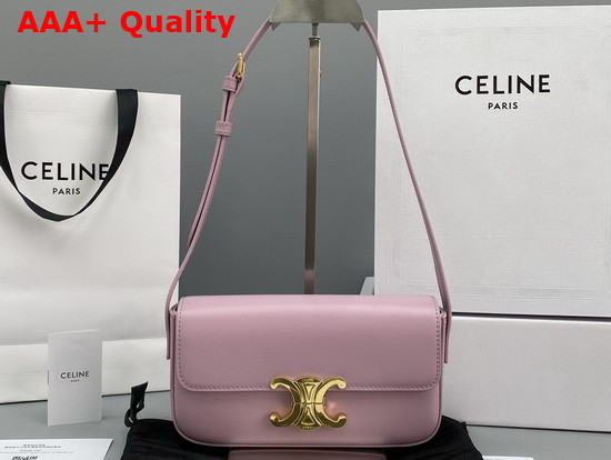 Celine Triomphe Shoulder Bag in Shiny Calfskin Rose Quartz Replica