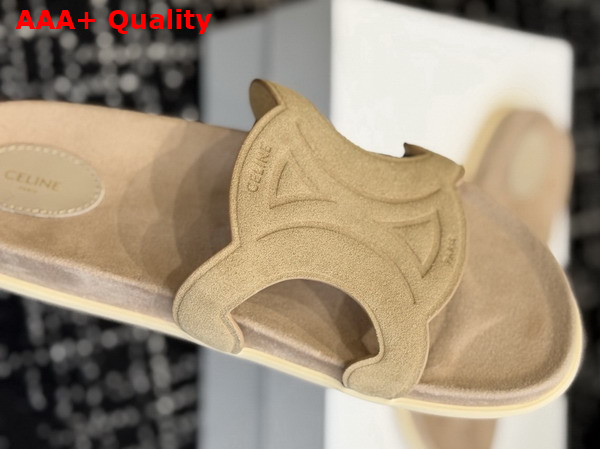 Celine Triomphe Slide in Beige Suede Calfskin Replica