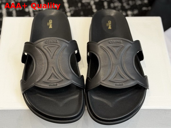 Celine Triomphe Slide in Black Calfskin Replica