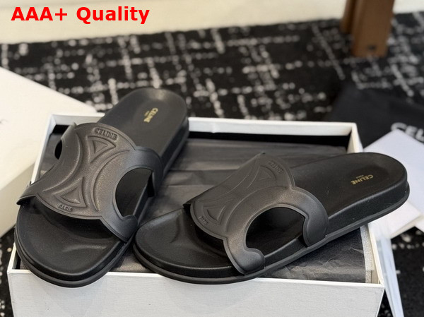 Celine Triomphe Slide in Black Calfskin Replica