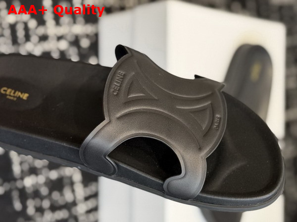 Celine Triomphe Slide in Black Calfskin Replica