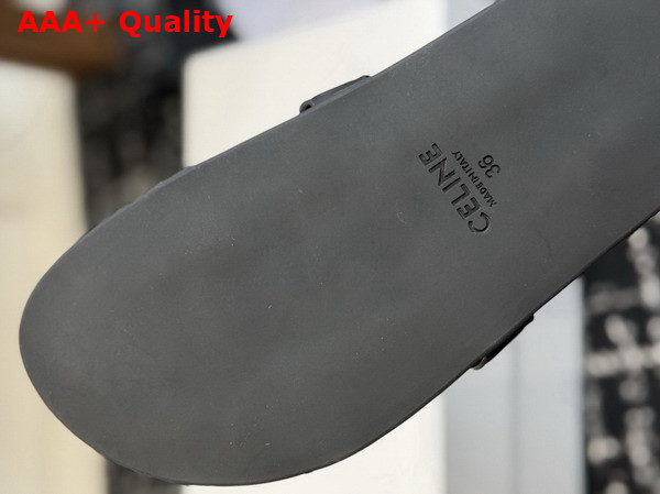 Celine Triomphe Slide in Black Calfskin Replica