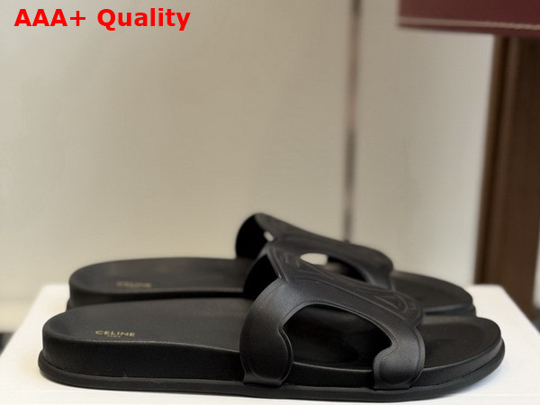 Celine Triomphe Slide in Black Calfskin Replica