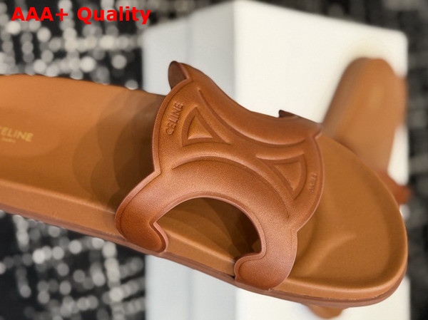 Celine Triomphe Slide in Tan Calfskin Replica