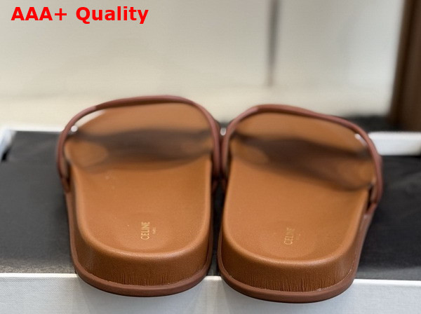 Celine Triomphe Slide in Tan Calfskin Replica