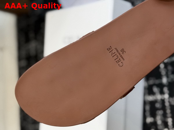 Celine Triomphe Slide in Tan Calfskin Replica