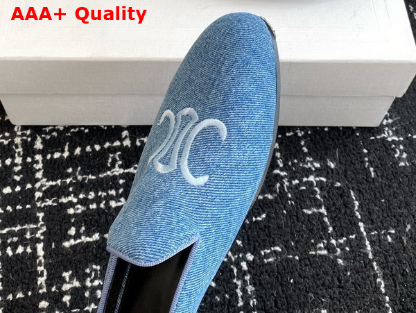 Celine Triomphe Slippers in Blue Denim Replica