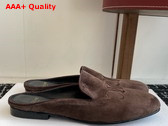 Celine Triomphe Slippers in Brown Suede Calfskin Replica