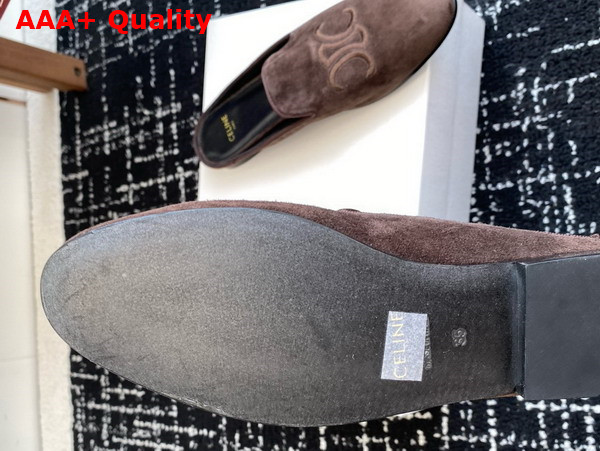 Celine Triomphe Slippers in Brown Suede Calfskin Replica