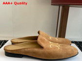 Celine Triomphe Slippers in Tobacco Suede Calfskin Replica
