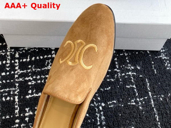 Celine Triomphe Slippers in Tobacco Suede Calfskin Replica