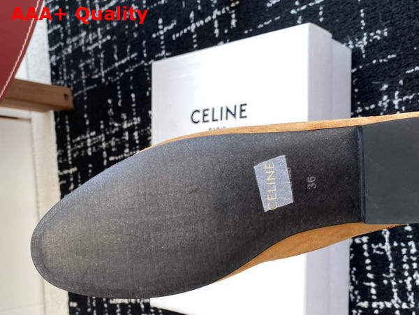 Celine Triomphe Slippers in Tobacco Suede Calfskin Replica
