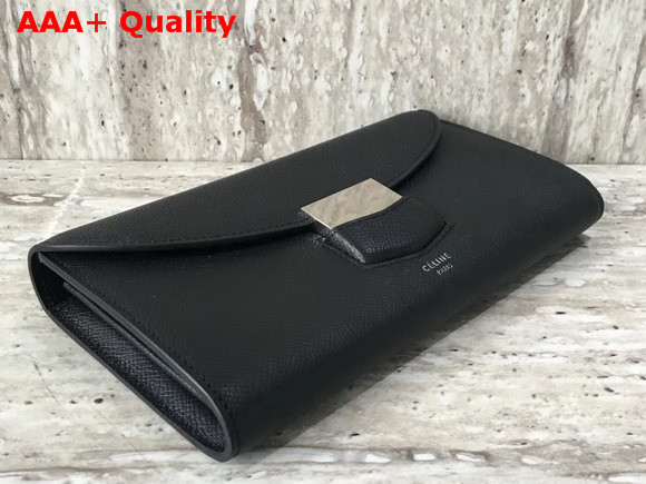 Celine Trotteur Large Flap Multifunction in Black Grained Calfskin Replica