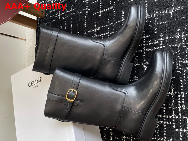 Celine Universite Short Boot in Black Calfskin Replica