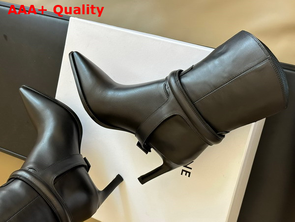 Celine Verneuil Triomphe Harness Low Boot in Black Calfskin Replica